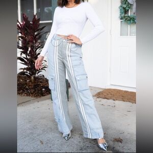 Take it in Stride Light Blue Cargo Jeans
